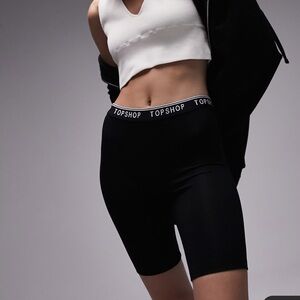 Topshop Petite branded elastic legging short in black